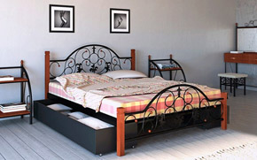 Кровать Жозефина на деревянных ногах - Фото