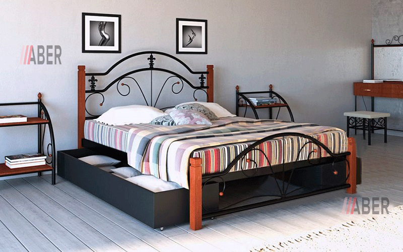Кровать Диана на деревянных ногах 140x190 cм. Meтaлл-Дизaйн - Фото