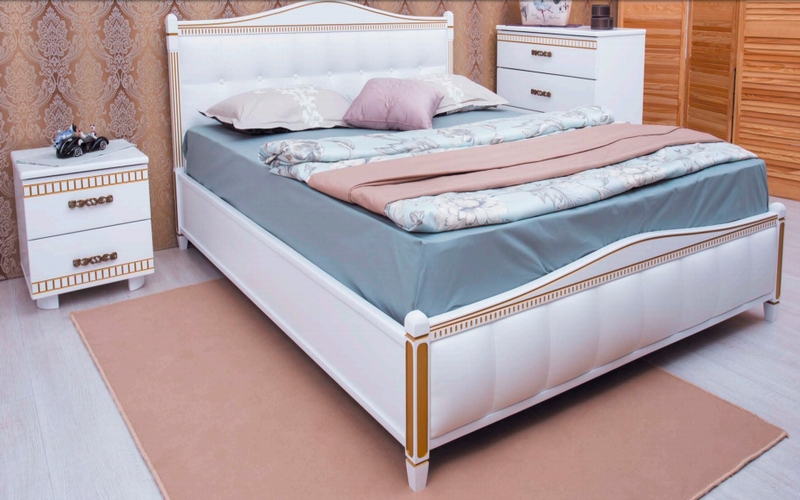 Кровать Прованс Мягкая спинка квадраты 200х190 см. Олимп  - Фото