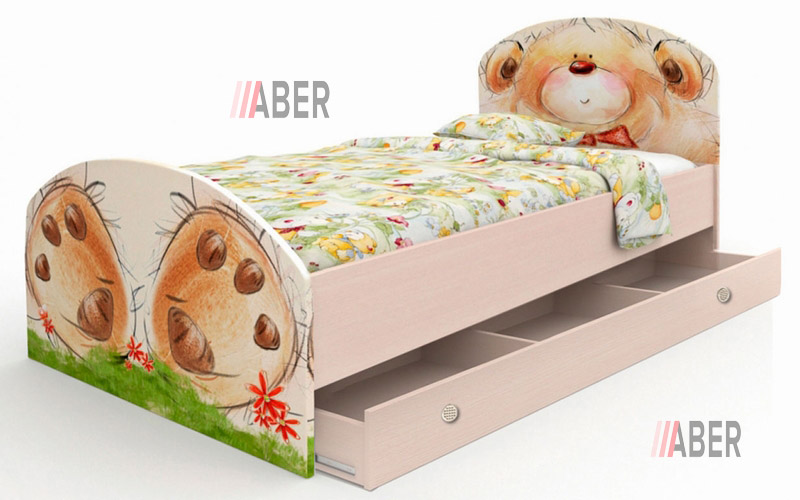 Кровать Мишка с букетом с ящиками - Фото_1