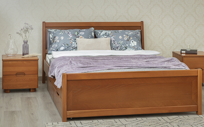 Ліжко Сіті з інтарсією з шухлядами 200х200 см. Олімп  - Фото