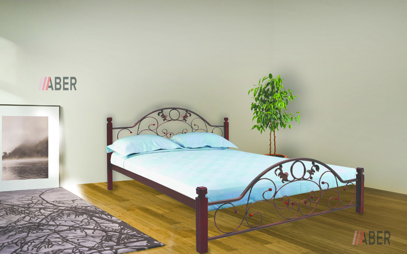 Ліжко Франчєска на дерев'яних ногах 140x200 cм. Meтaл-Дизaйн - Фото