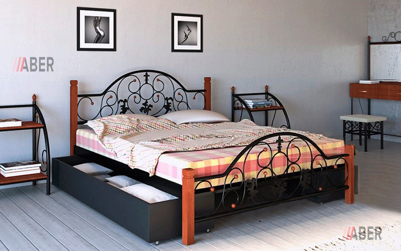 Ліжко Жозефіна на дерев'яних ногах 140x200 cм. Meтaл-Дизaйн - Фото